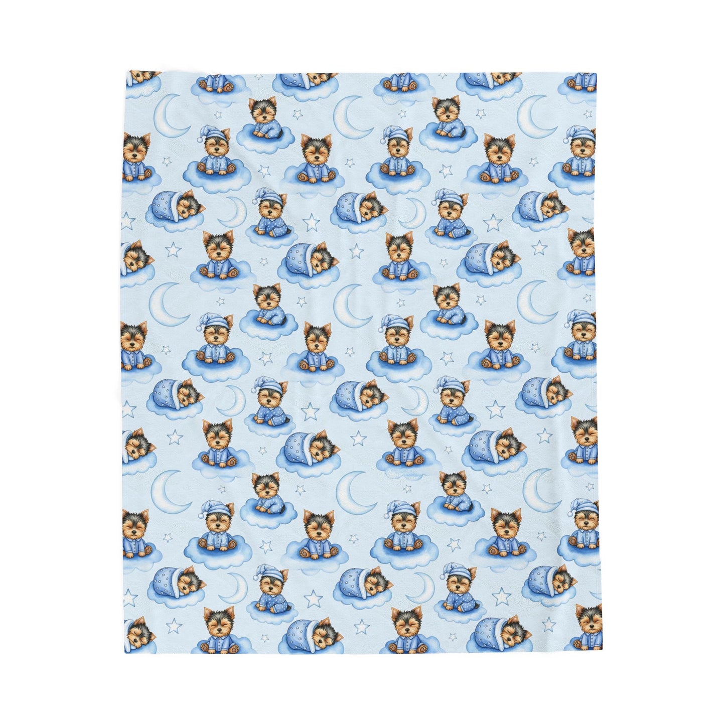 Yorkshire Terrier Blue Baby Blanket, Yorkie Dog Baby Shower Baby Boy Newborn Gift Hospital Announcement Blanket Coming Home