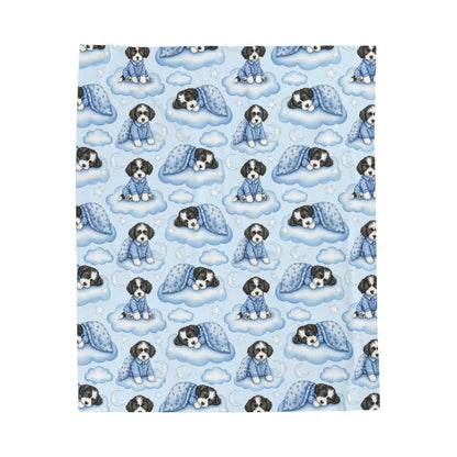 Portuguese Water Dog Blue Baby Blanket, Portie Dog Baby Shower Baby Boy Newborn Gift Hospital Announcement Blanket Coming Home