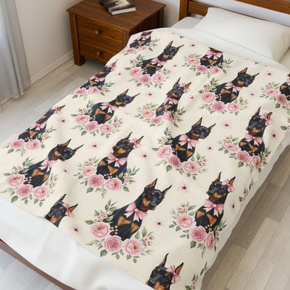Doberman Pinscher Pink Baby Blanket, Dobie Dog Baby Shower Baby Girl Newborn Gift Hospital Announcement Blanket Coming Home
