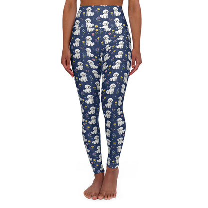 Bichon Frise Dog Floral High Waisted Yoga Leggings - Perfect for Fitness & Everyday Wear
