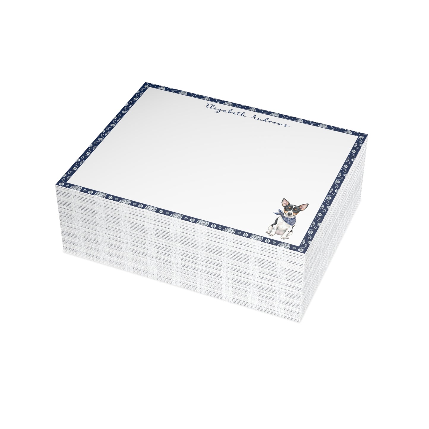 Rat Terrier Navy Blue Paisley Notecard Set