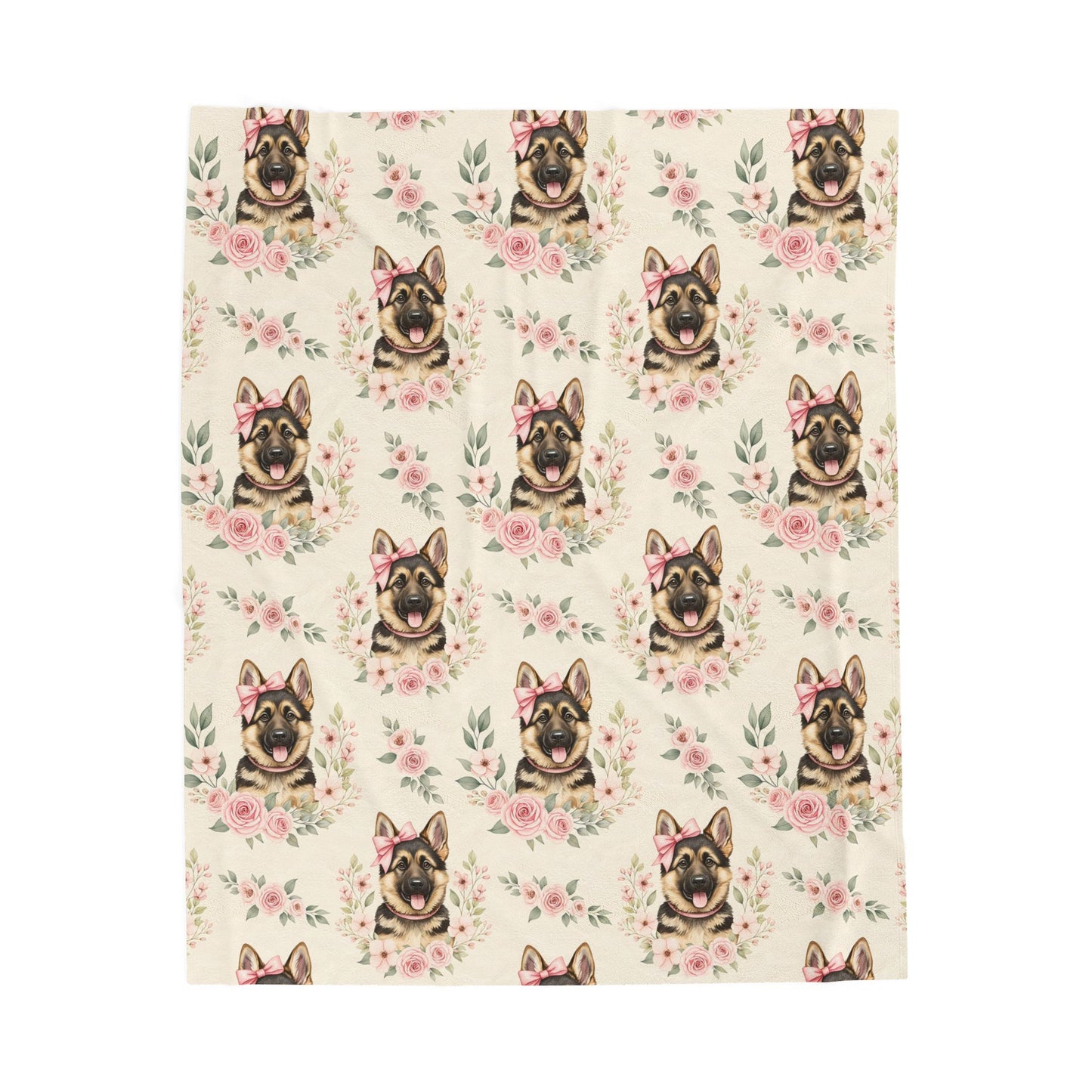 German Shepherd Pink Baby Blanket, Shepherd Dog Baby Shower Baby Girl Newborn Gift Hospital Announcement Blanket Coming Home