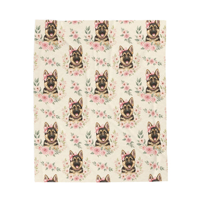 German Shepherd Pink Baby Blanket, Shepherd Dog Baby Shower Baby Girl Newborn Gift Hospital Announcement Blanket Coming Home