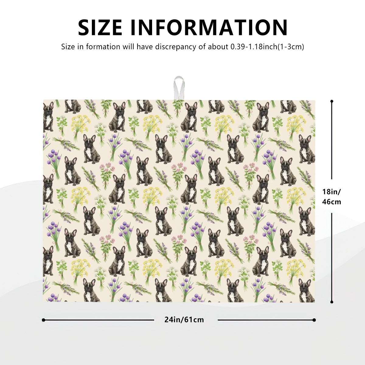 French Bulldog Large Dish Drying Mat