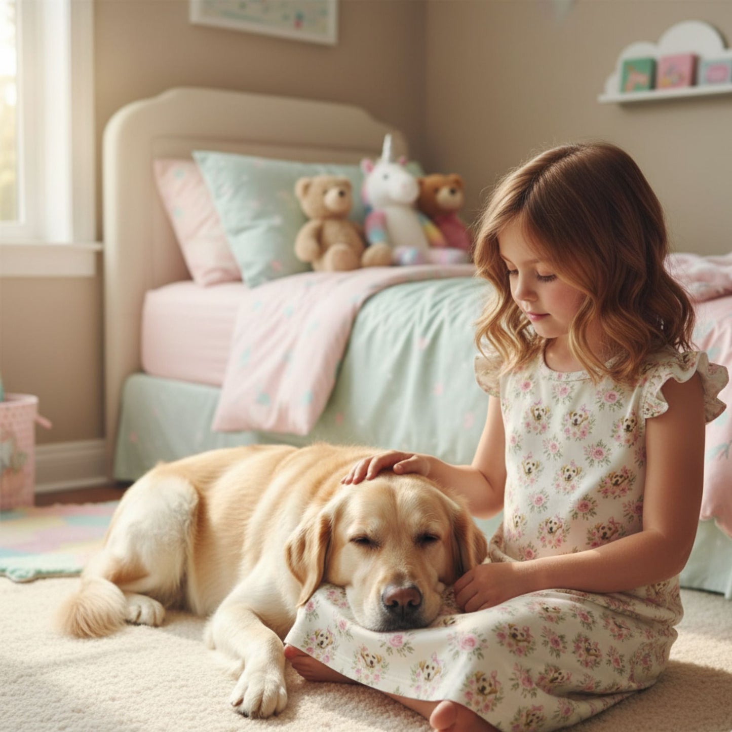 Labrador Retriever Girl's Flutter Sleeve Nightgown