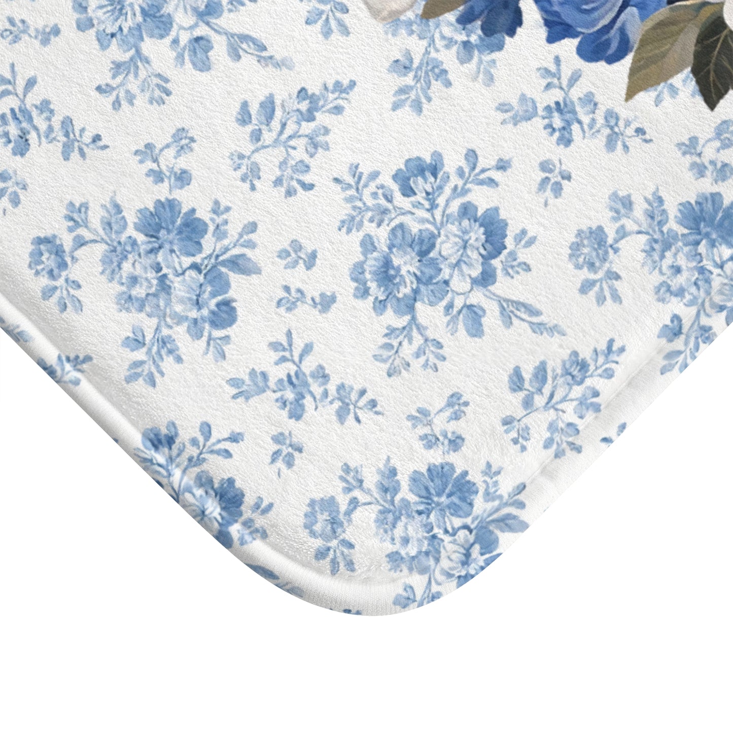 Blue Floral Doxie Bath Mat – Cute Dachshund Dog Bathroom Rug