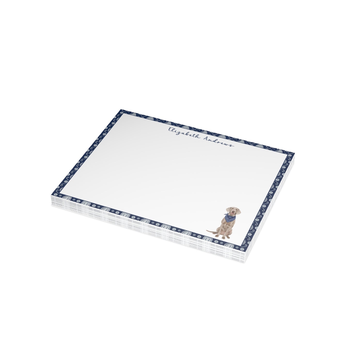 Weimaraner Navy Blue Paisley Notecard Set