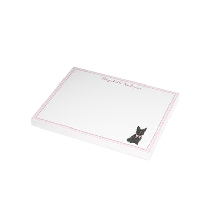 Scottish Terrier Dog Pink Gingham Personalized Notecard Set