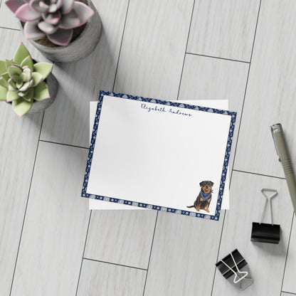 Rottweiler Navy Blue Paisley Notecard Set