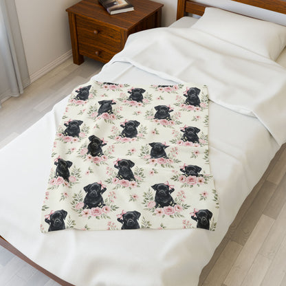 Black Labrador Retriever Pink Baby Blanket, Black Lab Dog Baby Shower Baby Girl Newborn Gift Hospital Announcement Blanket Coming Home