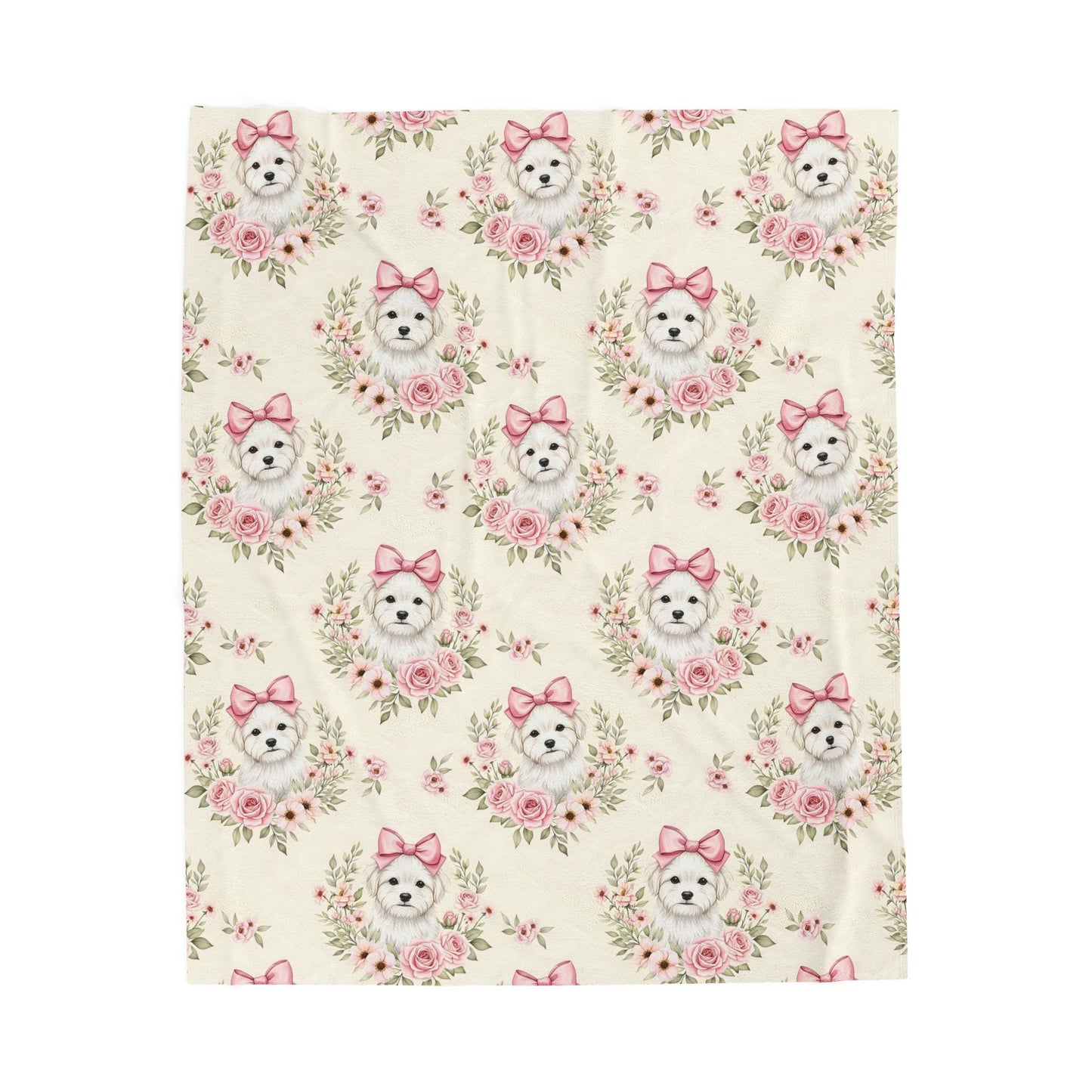 Maltese Pink Baby Blanket, Maltese Dog Baby Shower Baby Girl Newborn Gift Hospital Announcement Blanket Coming Home