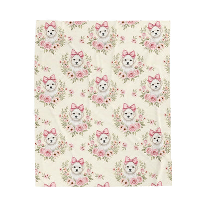 Maltese Pink Baby Blanket, Maltese Dog Baby Shower Baby Girl Newborn Gift Hospital Announcement Blanket Coming Home