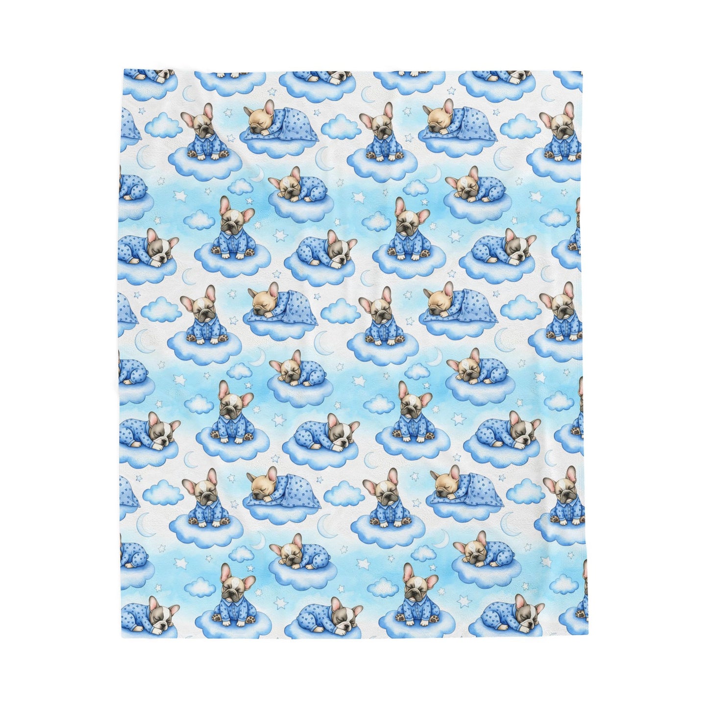 French Bulldog Blue Baby Blanket, Frenchie Dog Baby Shower Baby Boy Newborn Gift Hospital Announcement Blanket Coming Home