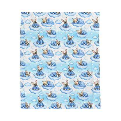 French Bulldog Blue Baby Blanket, Frenchie Dog Baby Shower Baby Boy Newborn Gift Hospital Announcement Blanket Coming Home