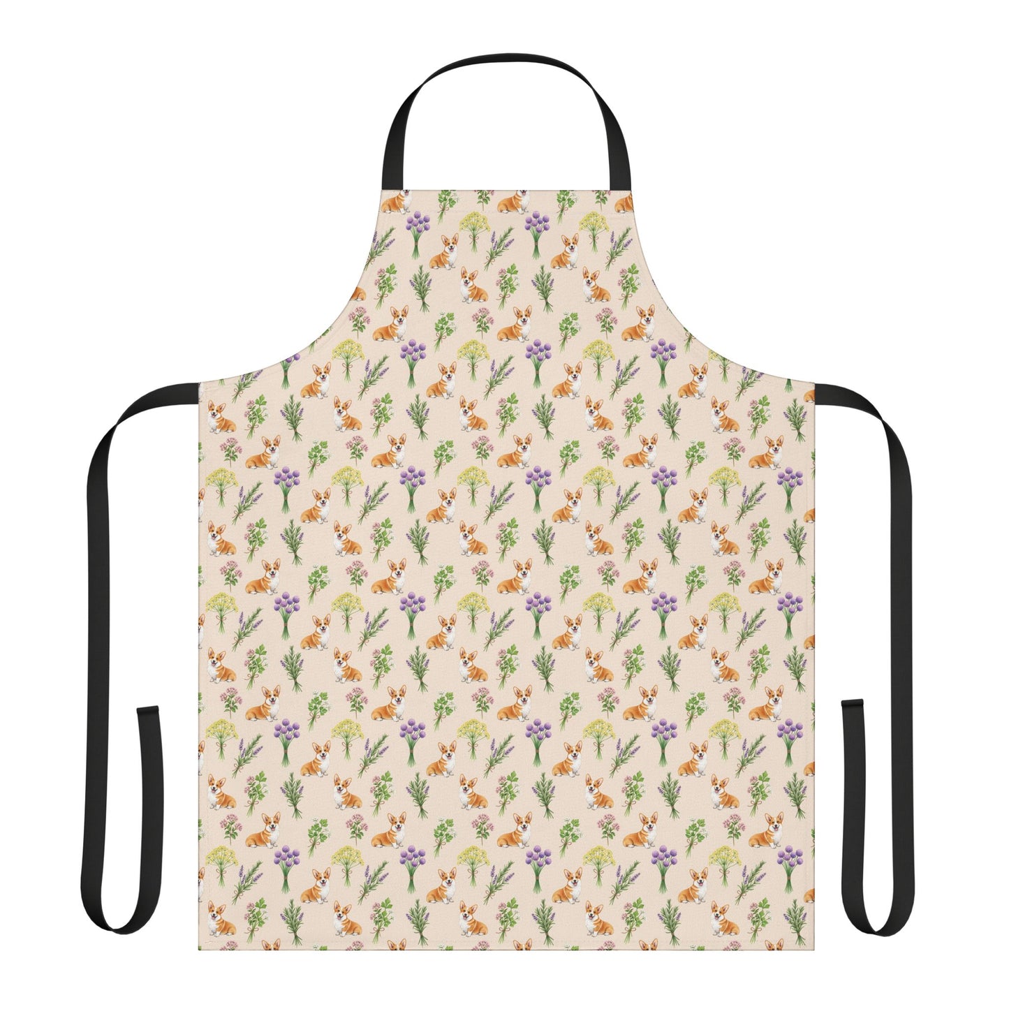 Corgi Dog & Herbs Kitchen Apron