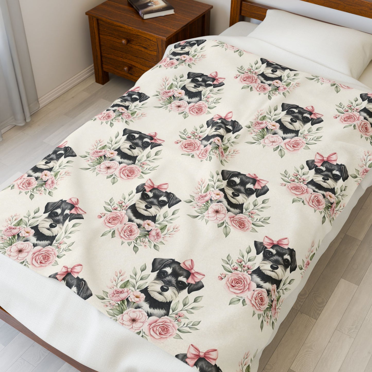 Schnauzer Pink Baby Blanket, Schnauzer Dog Baby Shower Baby Girl Newborn Gift Hospital Announcement Blanket Coming Home