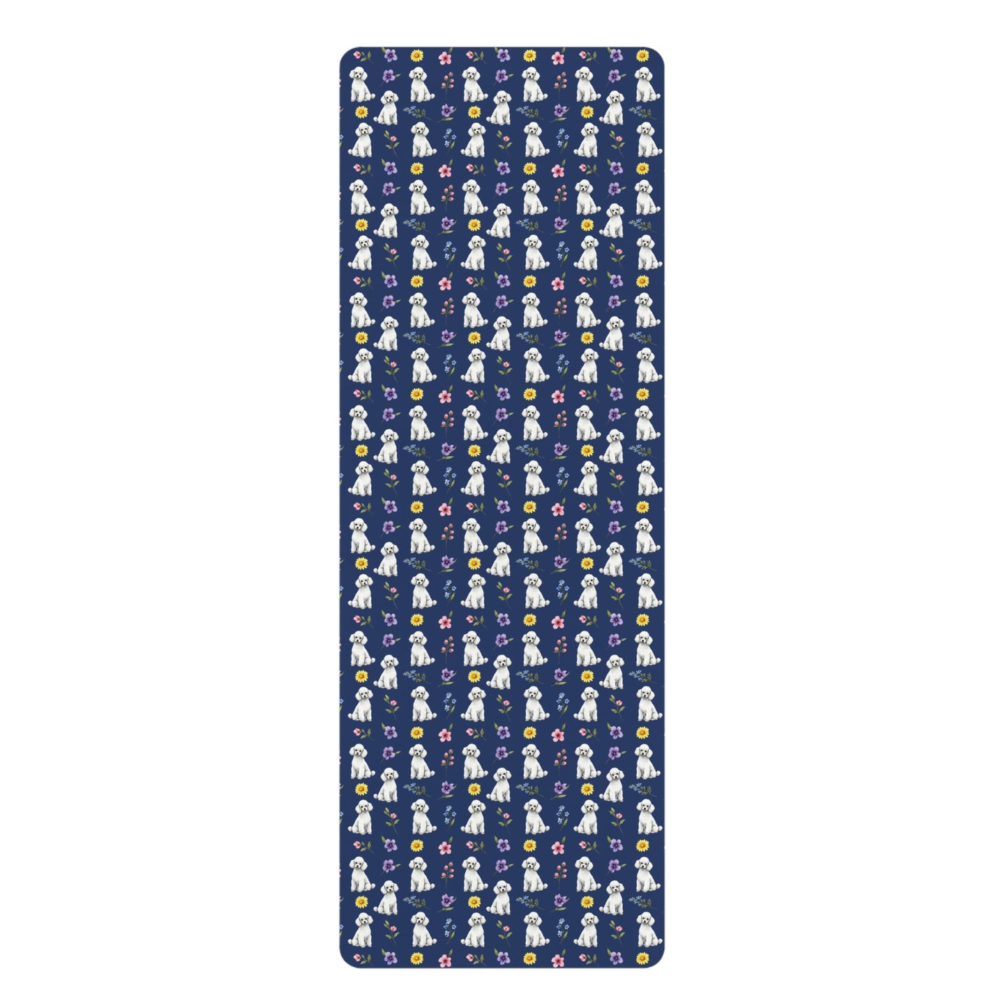 Poodle Dog Floral Yoga Mat – Durable Non-Slip Rubber Surface for Home & Studio Practice
