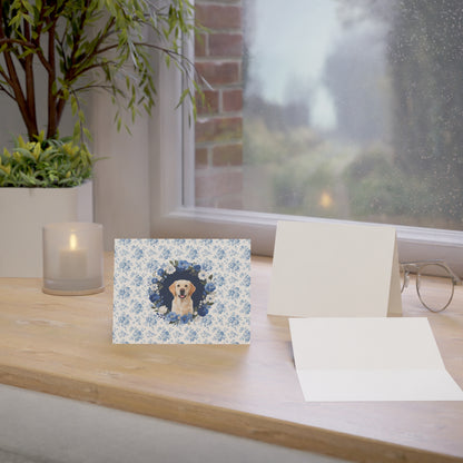 Labrador Retriever Dog Blue Floral Greeting Card Set