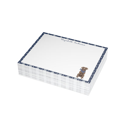 Chocolate Labrador Retriever Navy Blue Paisley Notecard Set