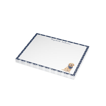 Golden Retriever Navy Blue Paisley Notecard Set