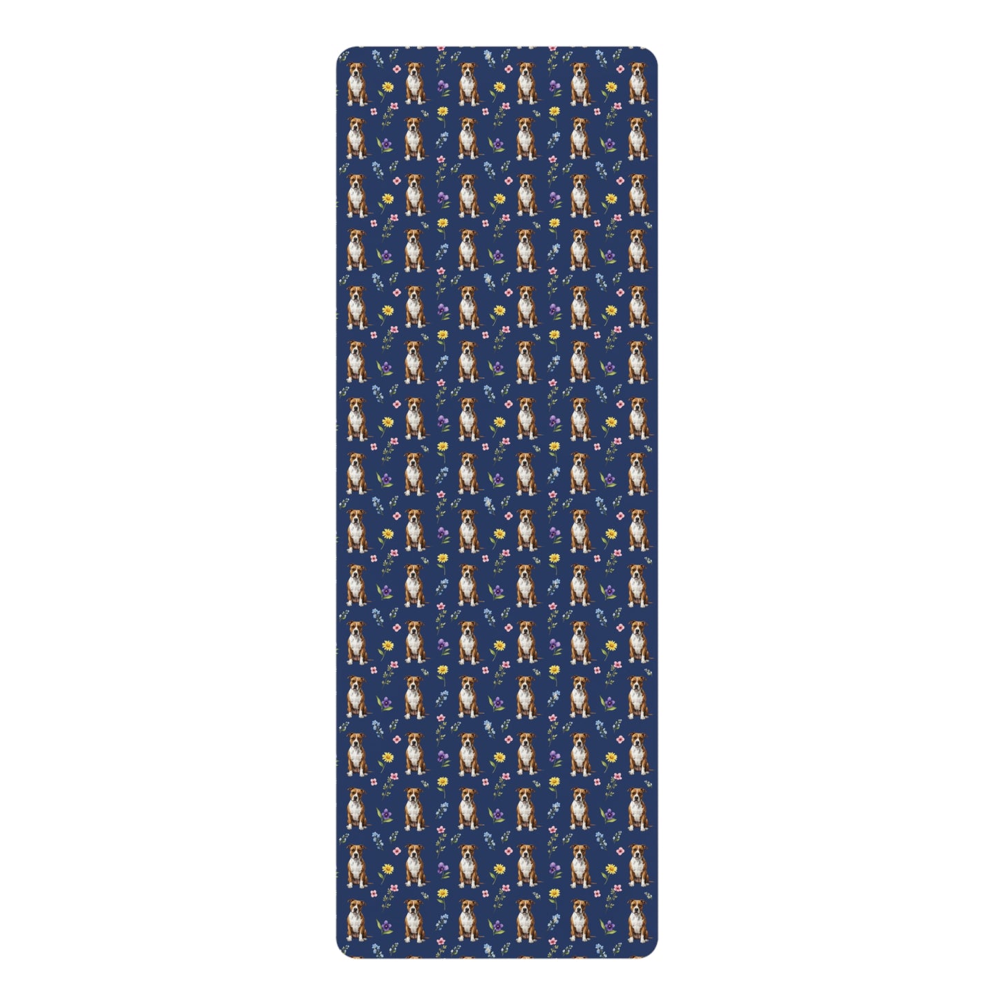 Pitbull Dog Floral Yoga Mat – Durable Non-Slip Rubber Surface for Home & Studio Practice