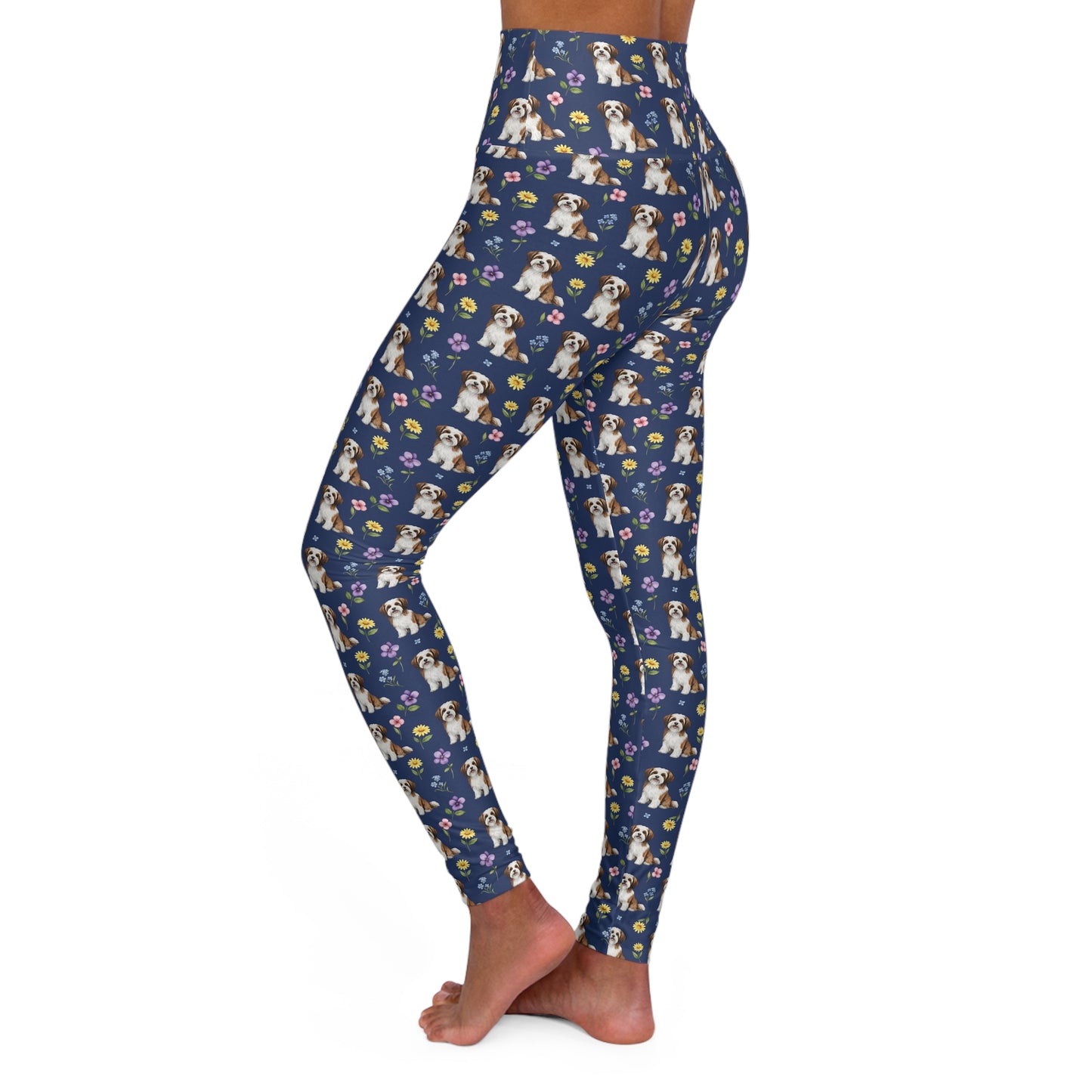 Havanese Dog Floral High Waisted Yoga Leggings - Perfect for Fitness & Everyday Wear