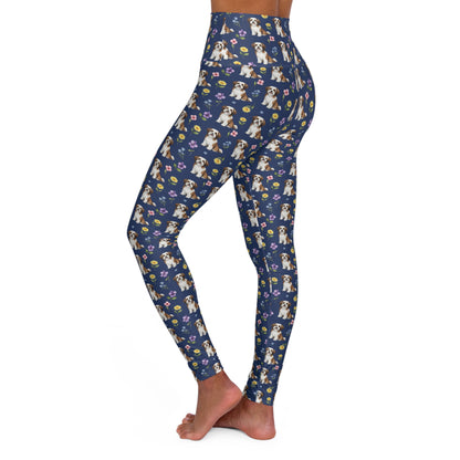Havanese Dog Floral High Waisted Yoga Leggings - Perfect for Fitness & Everyday Wear