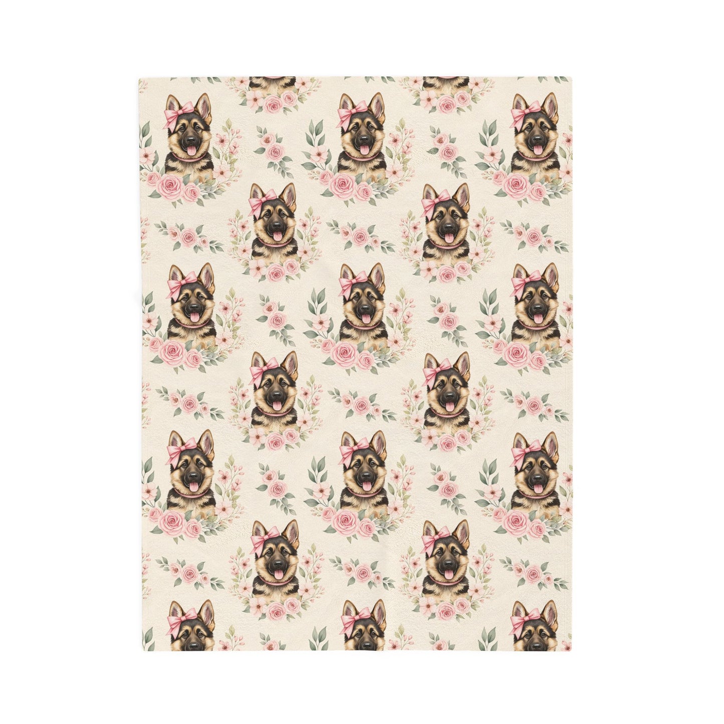 German Shepherd Pink Baby Blanket, Shepherd Dog Baby Shower Baby Girl Newborn Gift Hospital Announcement Blanket Coming Home