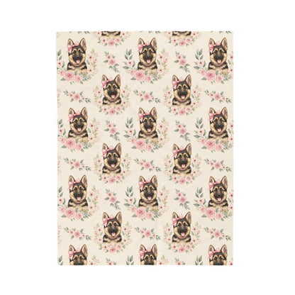 German Shepherd Pink Baby Blanket, Shepherd Dog Baby Shower Baby Girl Newborn Gift Hospital Announcement Blanket Coming Home