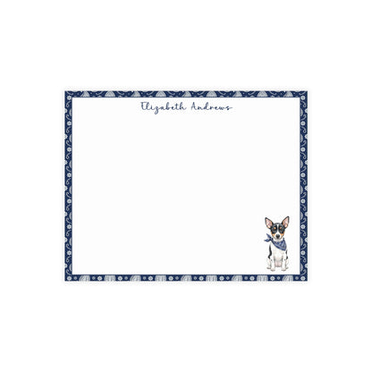 Rat Terrier Navy Blue Paisley Notecard Set