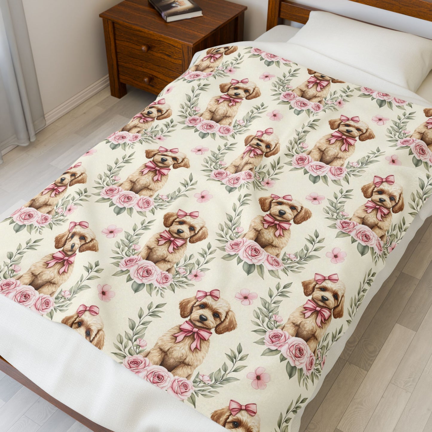 Poodle Pink Baby Blanket, Poodle Dog Baby Shower Baby Girl Newborn Gift Hospital Announcement Blanket Coming Home