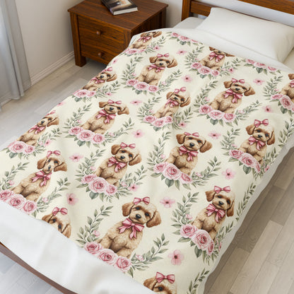 Poodle Pink Baby Blanket, Poodle Dog Baby Shower Baby Girl Newborn Gift Hospital Announcement Blanket Coming Home