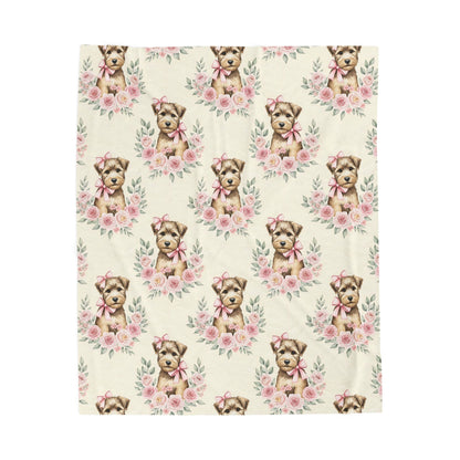 Wheaten Terrier Pink Baby Blanket, Wheaten Dog Baby Shower Baby Girl Newborn Gift Hospital Announcement Blanket Coming Home