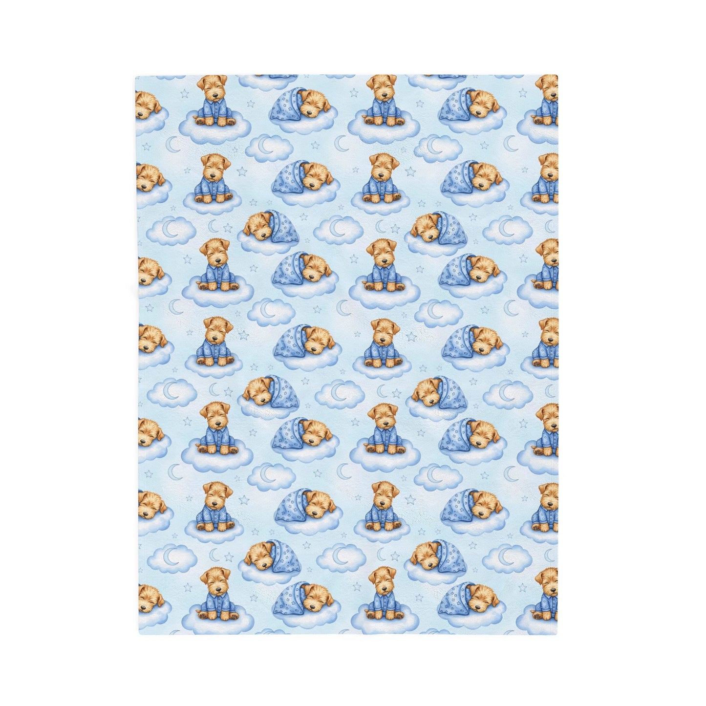 Wheaten Terrier Blue Baby Blanket, Wheaten Dog Baby Shower Baby Boy Newborn Gift Hospital Announcement Blanket Coming Home