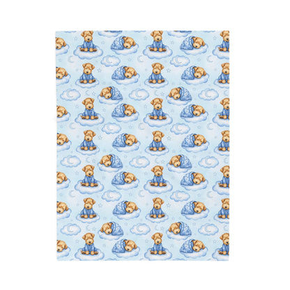 Wheaten Terrier Blue Baby Blanket, Wheaten Dog Baby Shower Baby Boy Newborn Gift Hospital Announcement Blanket Coming Home