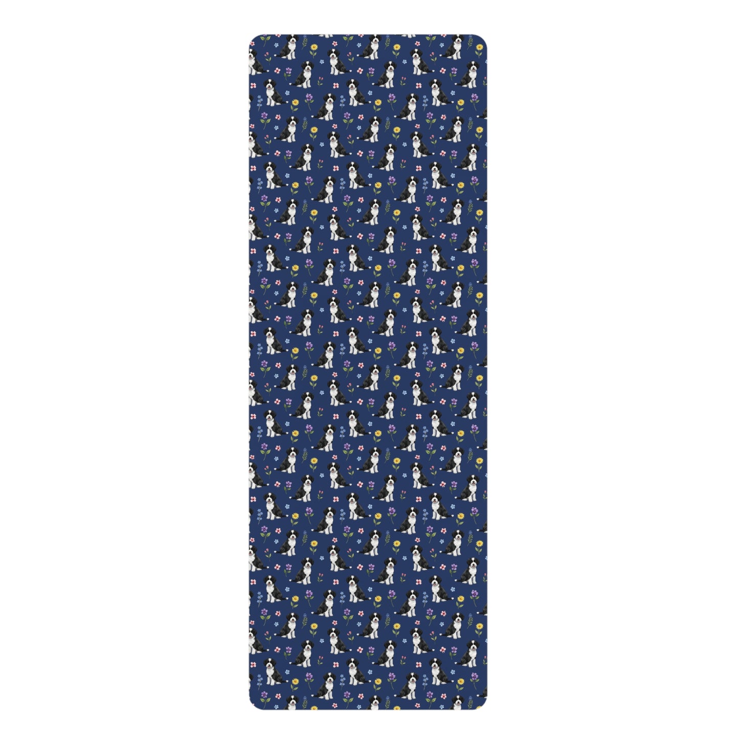 Portuguese Water Dog Floral Yoga Mat – Durable Non-Slip Rubber Surface for Home & Studio Practice