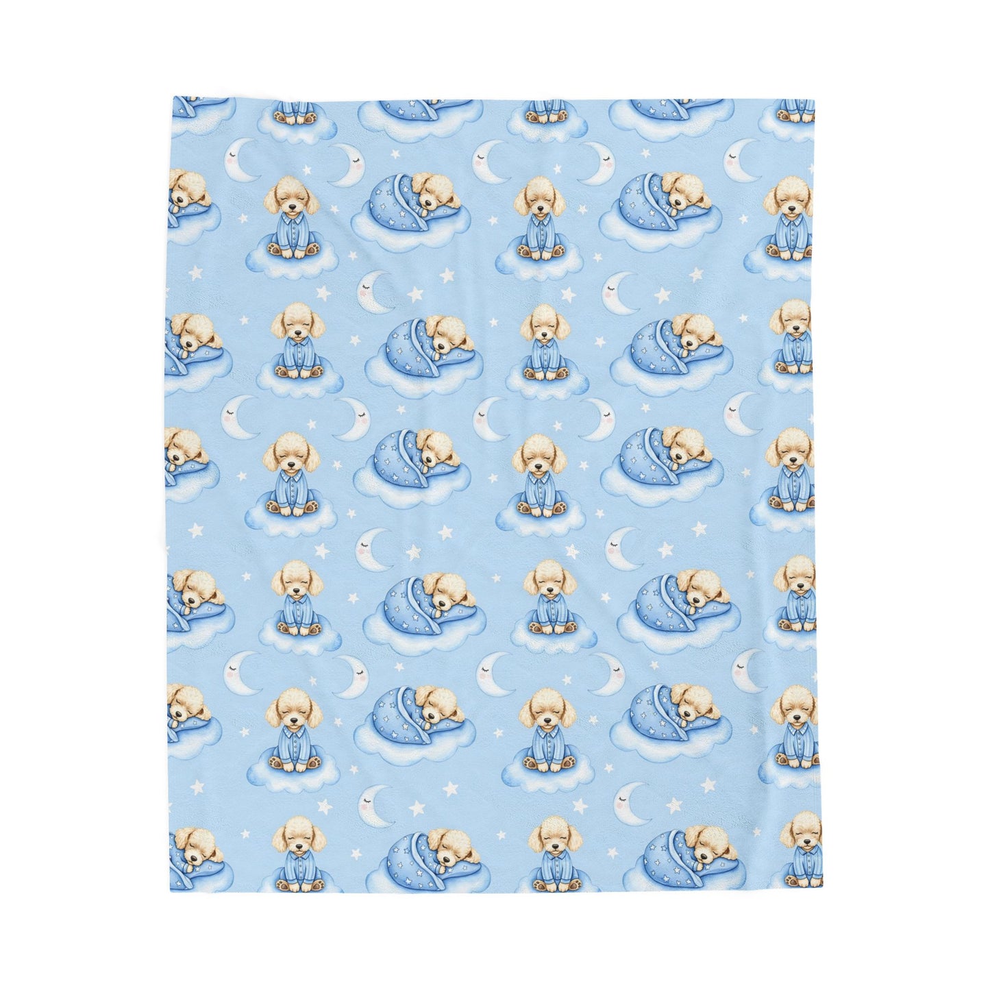 Poodle Blue Baby Blanket, Poodle Dog Baby Shower Baby Boy Newborn Gift Hospital Announcement Blanket Coming Home