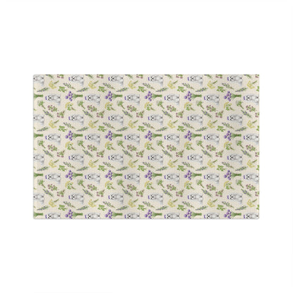 Maltese Dog & Herbs Tea Towel - Floral Dog Kitchen Towel