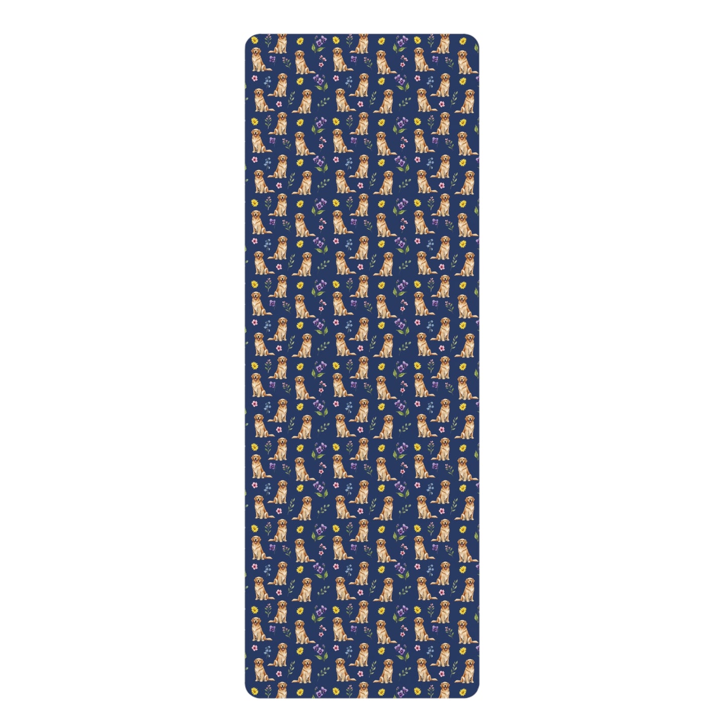 Golden Retriever Dog Floral Yoga Mat – Durable Non-Slip Rubber Surface for Home & Studio Practice