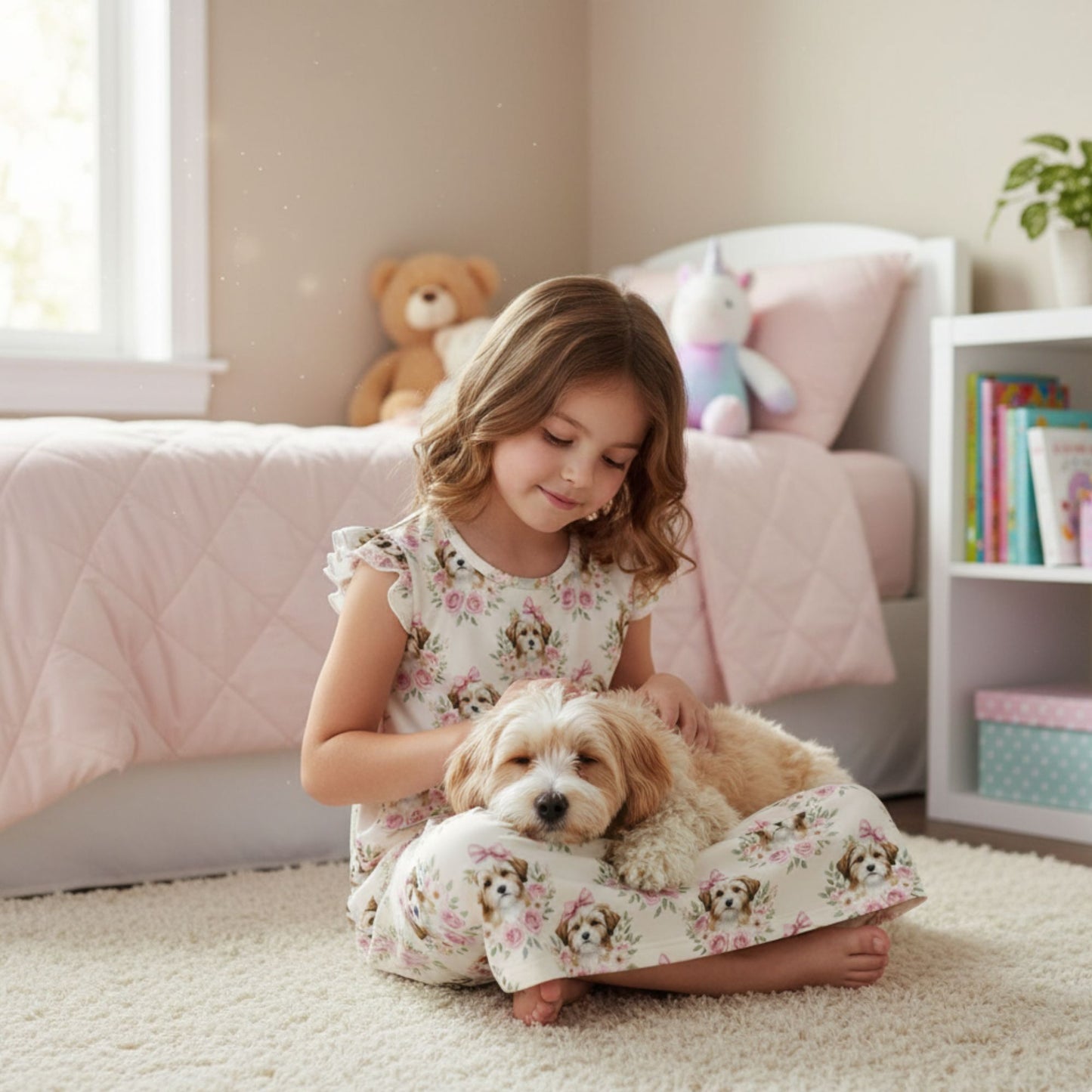 Havanese Girl's Flutter Sleeve Nightgown