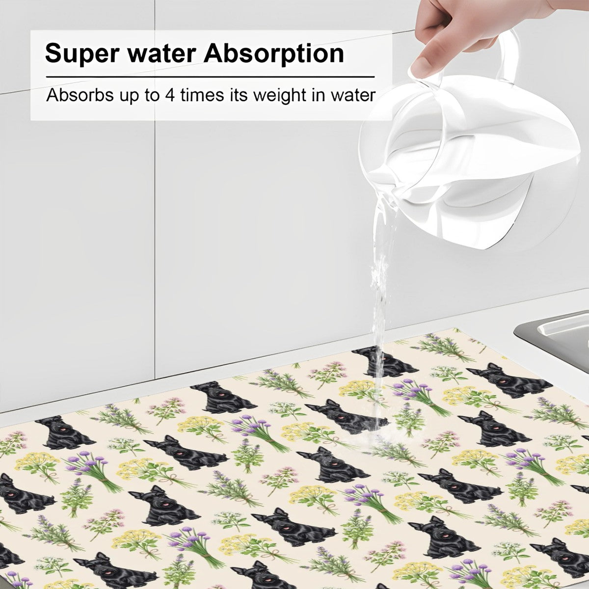 Scottish Terrier Large Dish Drying Mat