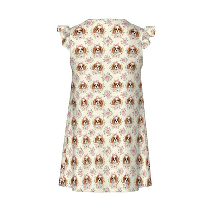 Cavalier King Charles Spaniel Girl's Flutter Sleeve Nightgown