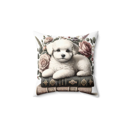 Bichon Frise Throw Pillow for Book Lovers
