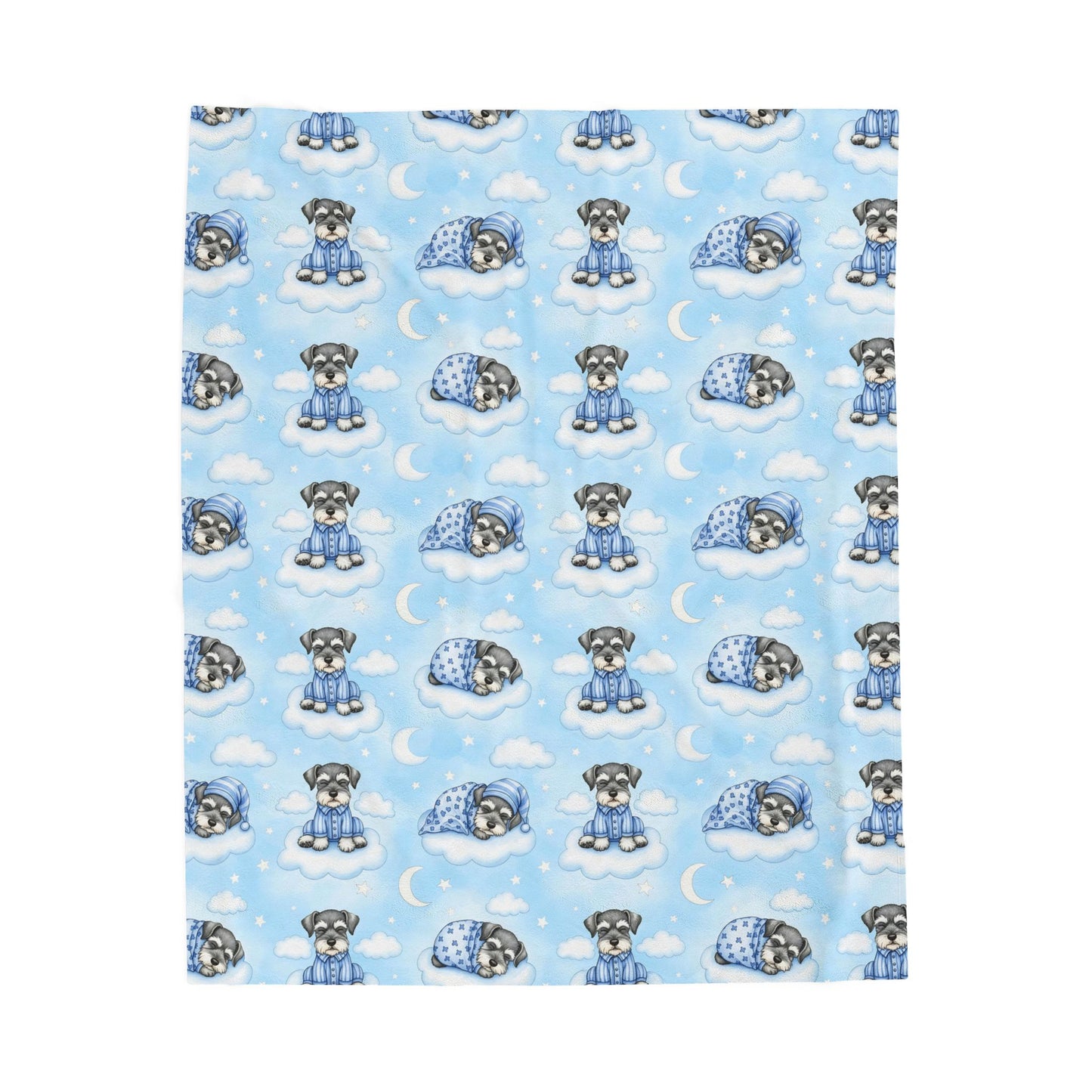 Schnauzer Blue Baby Blanket, Schnauzer Dog Baby Shower Baby Boy Newborn Gift Hospital Announcement Blanket Coming Home