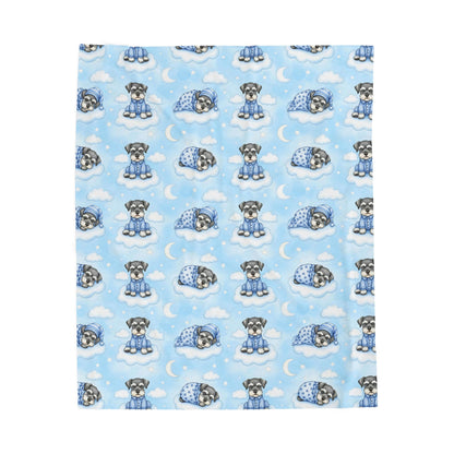 Schnauzer Blue Baby Blanket, Schnauzer Dog Baby Shower Baby Boy Newborn Gift Hospital Announcement Blanket Coming Home