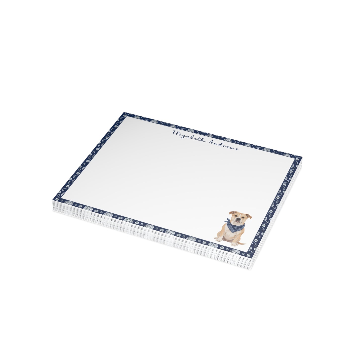 Pitbull Navy Blue Paisley Notecard Set