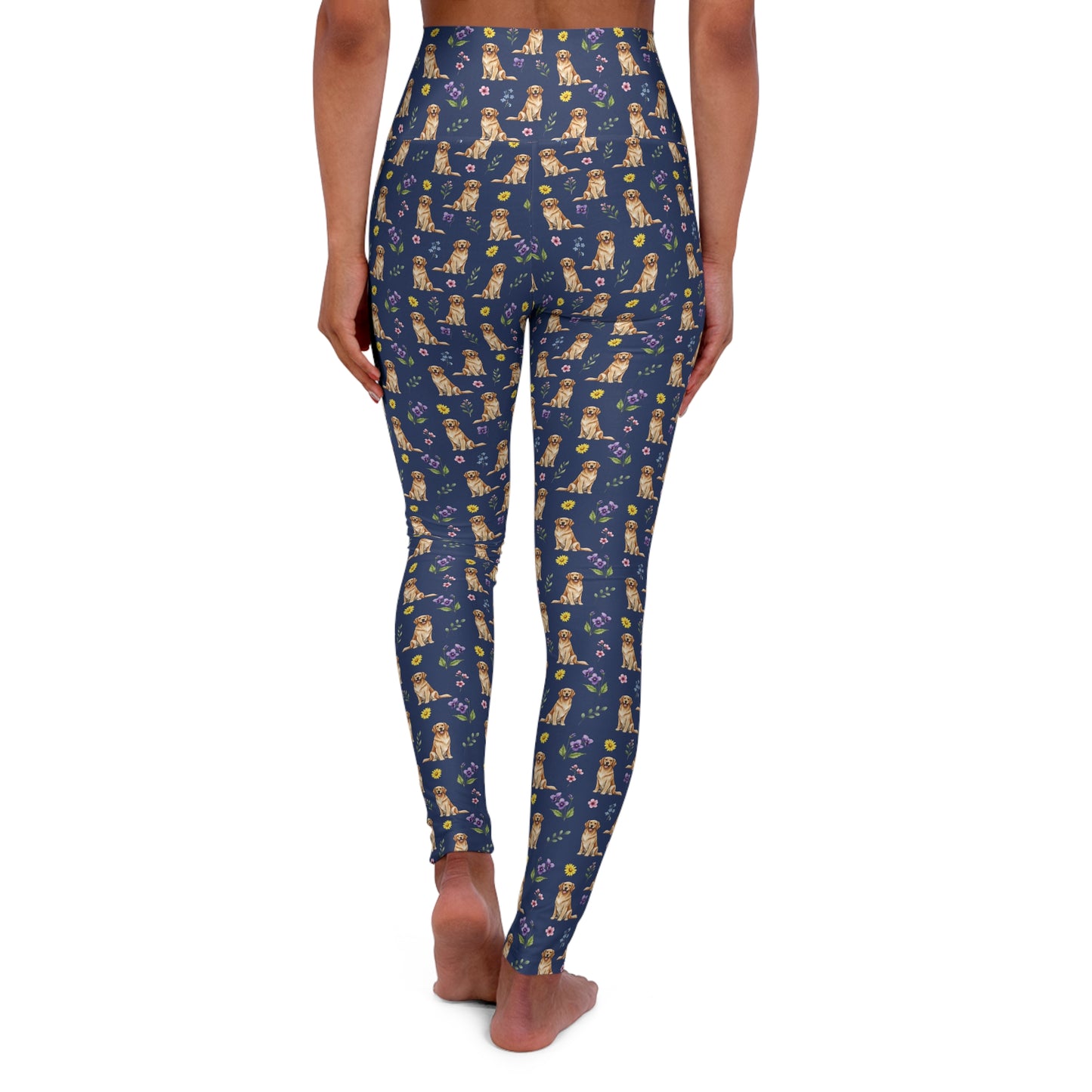 Golden Retriever Dog Floral High Waisted Yoga Leggings - Perfect for Fitness & Everyday Wear