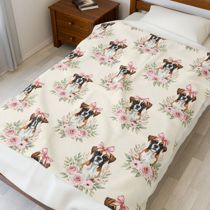 Boxer Pink Baby Blanket, Boxer Dog Baby Shower Baby Girl Newborn Gift Hospital Announcement Blanket Coming Home