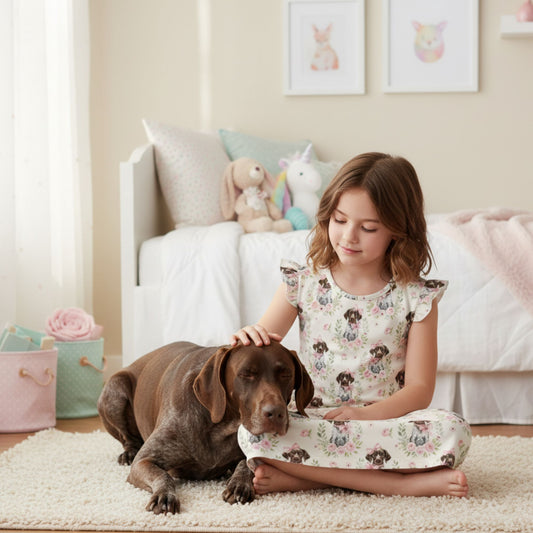 German Shorthaired Pointer Girl's Flutter Sleeve Nightgown