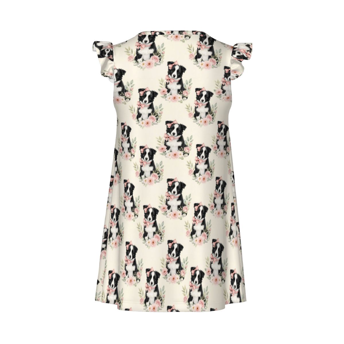 Border Collie Girl's Flutter Sleeve Nightgown